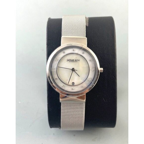 New Johan Eric Ladies ARHUS Watch MOP Silver Tone Mesh Band Swarovski Crystals - Picture 3 of 8